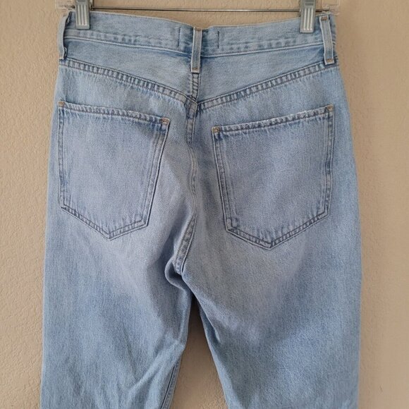 AGOLDE Riley Straight Jeans Size 25 Medium Wash High Rise Button Fly Distressed - Picture 10 of 11